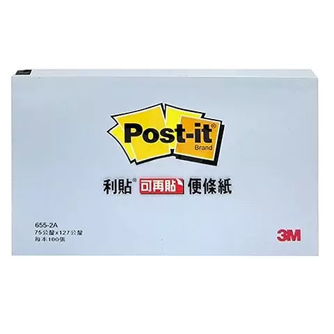 3M Post-it 655利貼可再貼便條紙3*5(黃) 粉藍