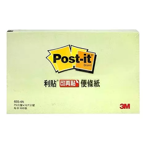 3M Post-it 655利貼可再貼便條紙3*5(黃) 粉綠