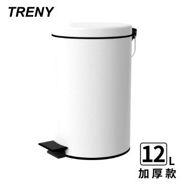 TRENY 加厚緩降不鏽鋼垃圾桶白 12L