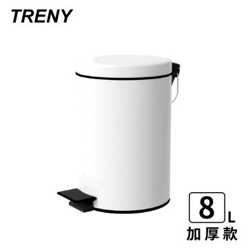 TRENY 加厚緩降不鏽鋼垃圾桶白 8L